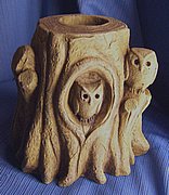 P12 Log pot with Owls � 5.5  in..JPG